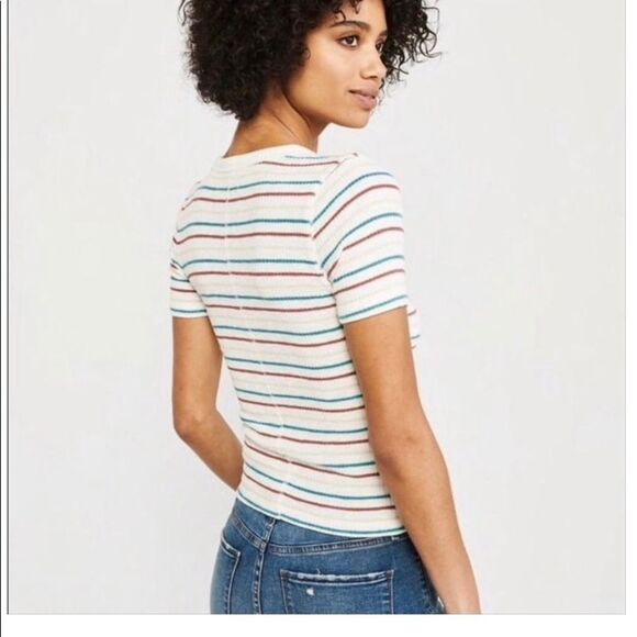Abercrombie & Fitch Stripped Tee Crew Neck Shirt | Size S - Picture 2 of 10